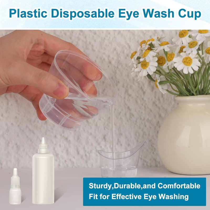 XEQWZVFR 300Pcs 5ML Eye Wash Cup Disposable Eye Wash Bath Kit Wash Cups Plastic Measuring Cup Portable Portable Eyes Care Tool Cleansing for Eyes Rinse and Flush Cleansing with Storage Container