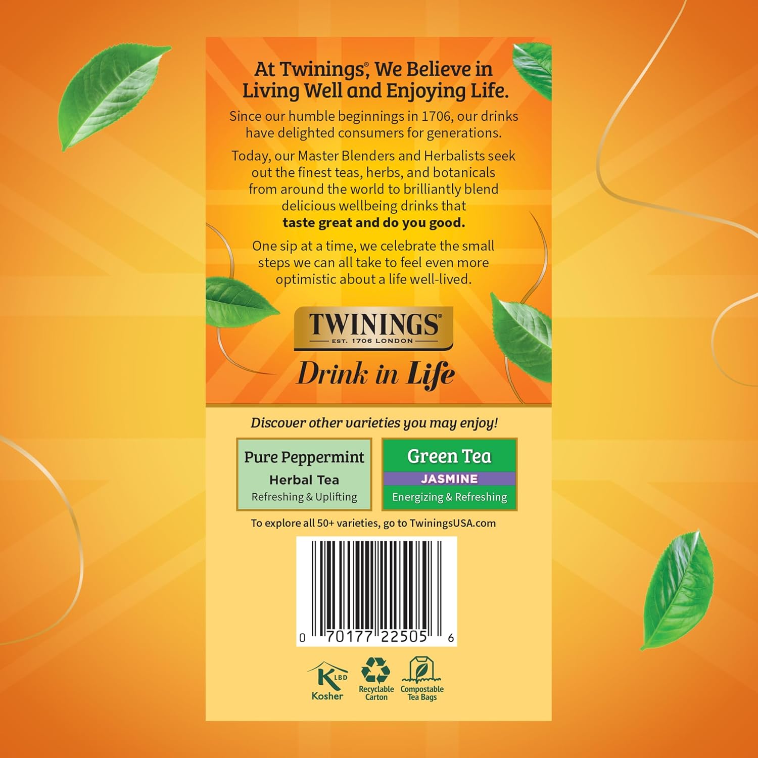 Twinings Lemon & Ginger Herbal Tea - Individually Wrapped Bags, 50 Count (Pack of 6) | Caffeine-Free, Enjoy Hot or Iced