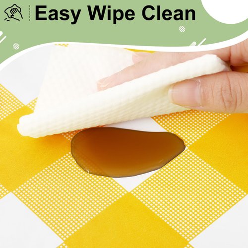 misaya 6 Packs Buffalo Disposable Table Cloth, 54 x 108 Inch Waterproof Plastic Tablecloth, Rectangle Yellow and White Checkered Table Covers for Picnic, Birthday, Party