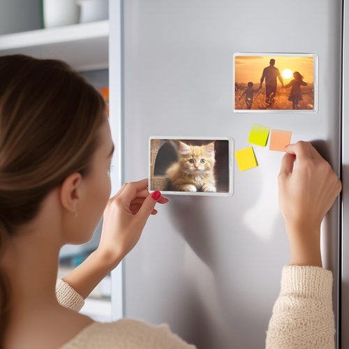 Kurtzy Small Magnetic Picture Frames (50 Pack) - Mini Photo Frames for Personalised Fridge Magnets - for Photos 7 x 4.5cm/2.75 x 1.77 Inches - Photo Magnets for Fridge/Magnetic Frame Blank Inserts