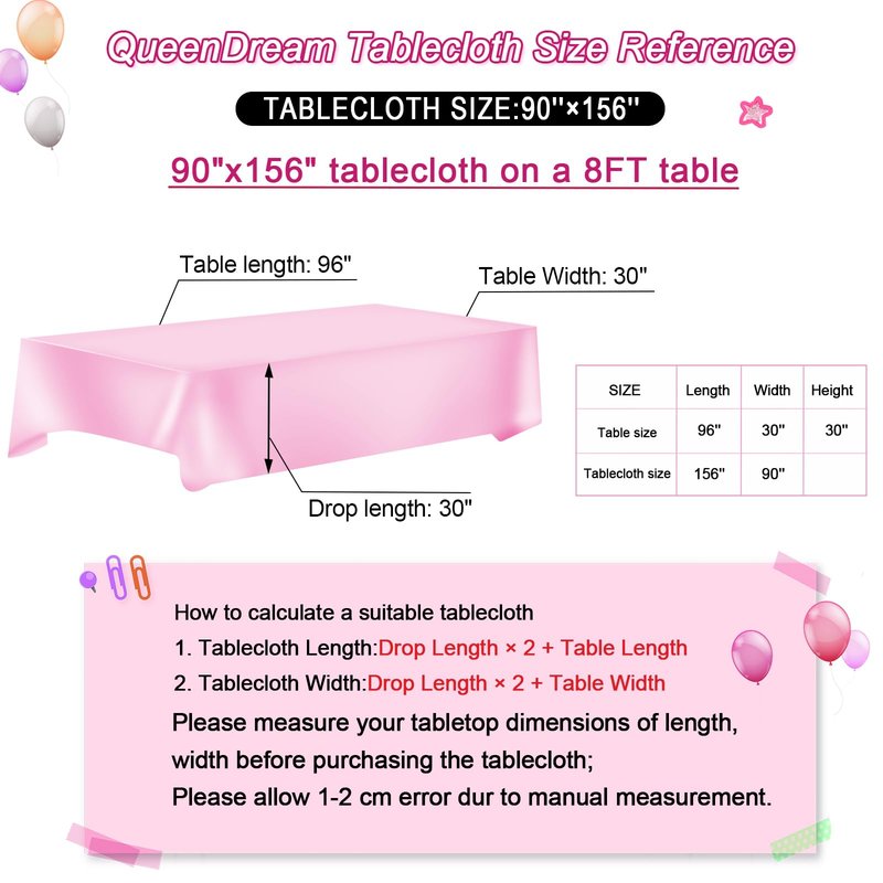 QueenDream Hot Pink Wedding Sequin Tablecloth 90 x 156 Inch Rectangle Glitter Table Cloth for Birthday Party Baby Shower Decor