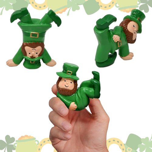 Gift Boutique St. Patrick's Leprechaun Figurines - Set of 3 Mini Irish Resin Decorations for Home & Garden