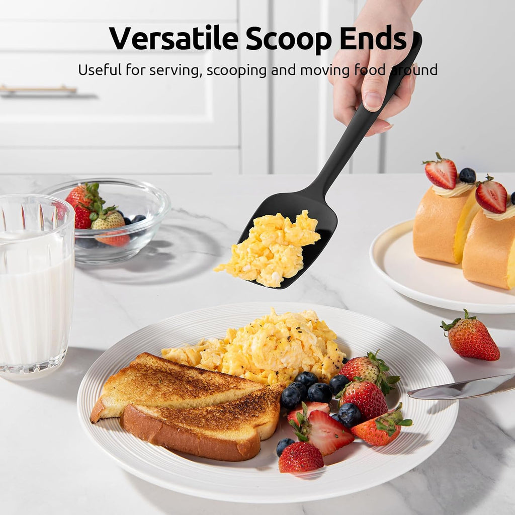 U-Taste Silicone Spatula Set - Heat Resistant Up to 600°F | Durable Black Kitchen Tools