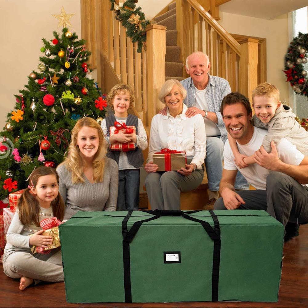 OurWarm Christmas Tree Storage Bag - Extra Large Heavy Duty Container with Zipper & Reinforced Handles | Fits 7.5ft Artificial Tree, 50" x 15" x 20", Green