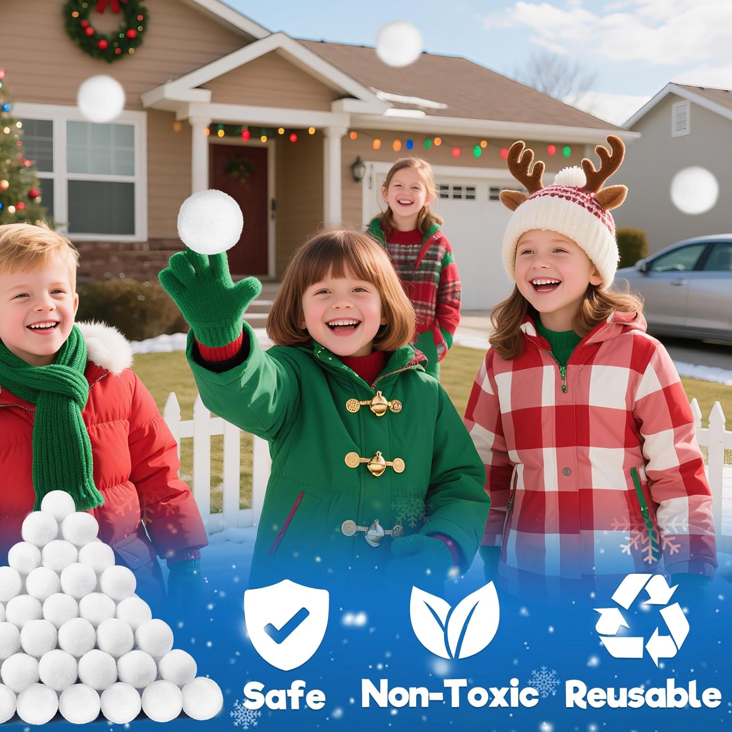 Skiennix 60 PCS Fake Snowballs - 2 Inch Indoor Christmas Decorations for Family Fun & Parties