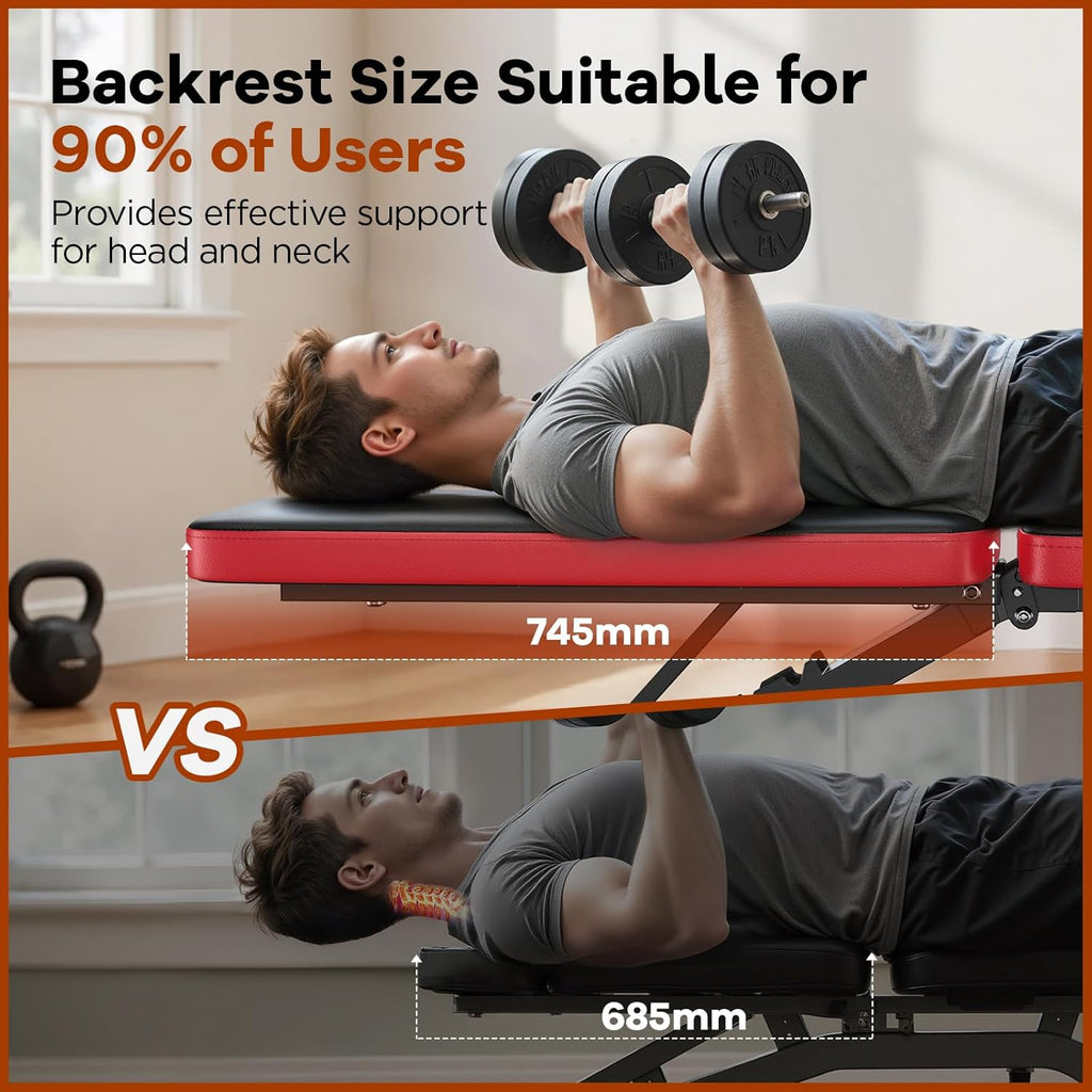 NICEPEOPLE Adjustable Weight Bench - 660LBS Capacity Home Gym Workout Bench | Compact & Foldable Design
