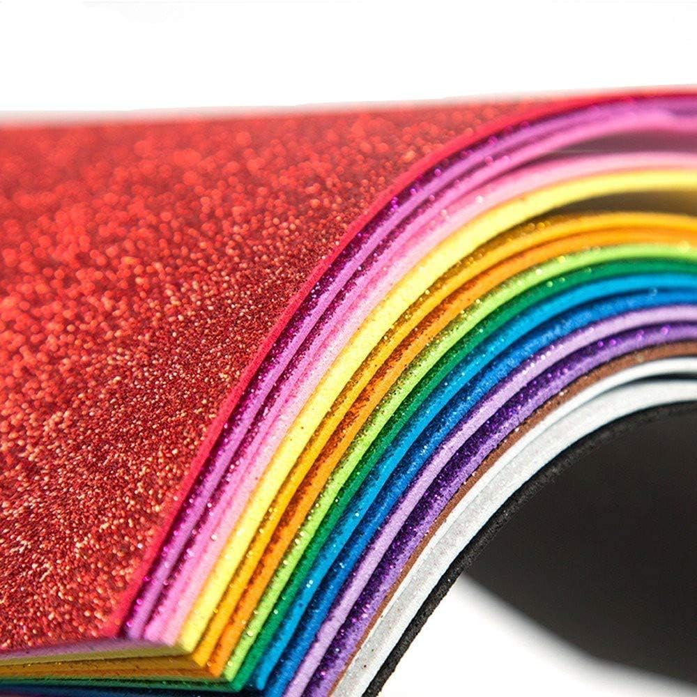 Skiennix Glitter Paper Sheets - Self-Adhesive A4 Craft Paper for DIY Projects | Multicolor Pack of 10