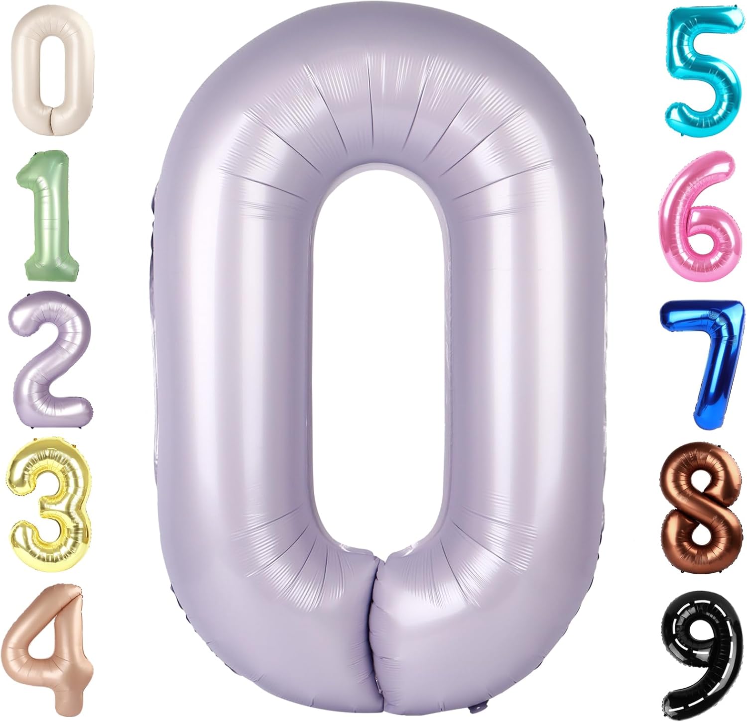 Number 0 Balloons - 40 Inch Cream Purple Birthday Decorations for Milestone Events | Baby Showers