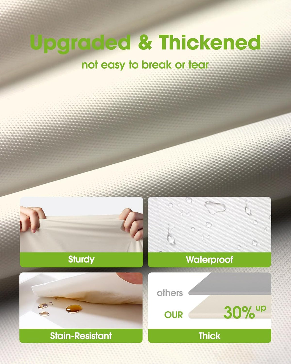 Pureegg Disposable Plastic Table Cloths - 54 x 108 Inch, Leakproof & Sturdy for Parties, Weddings, Thanksgiving | Beige & Cream