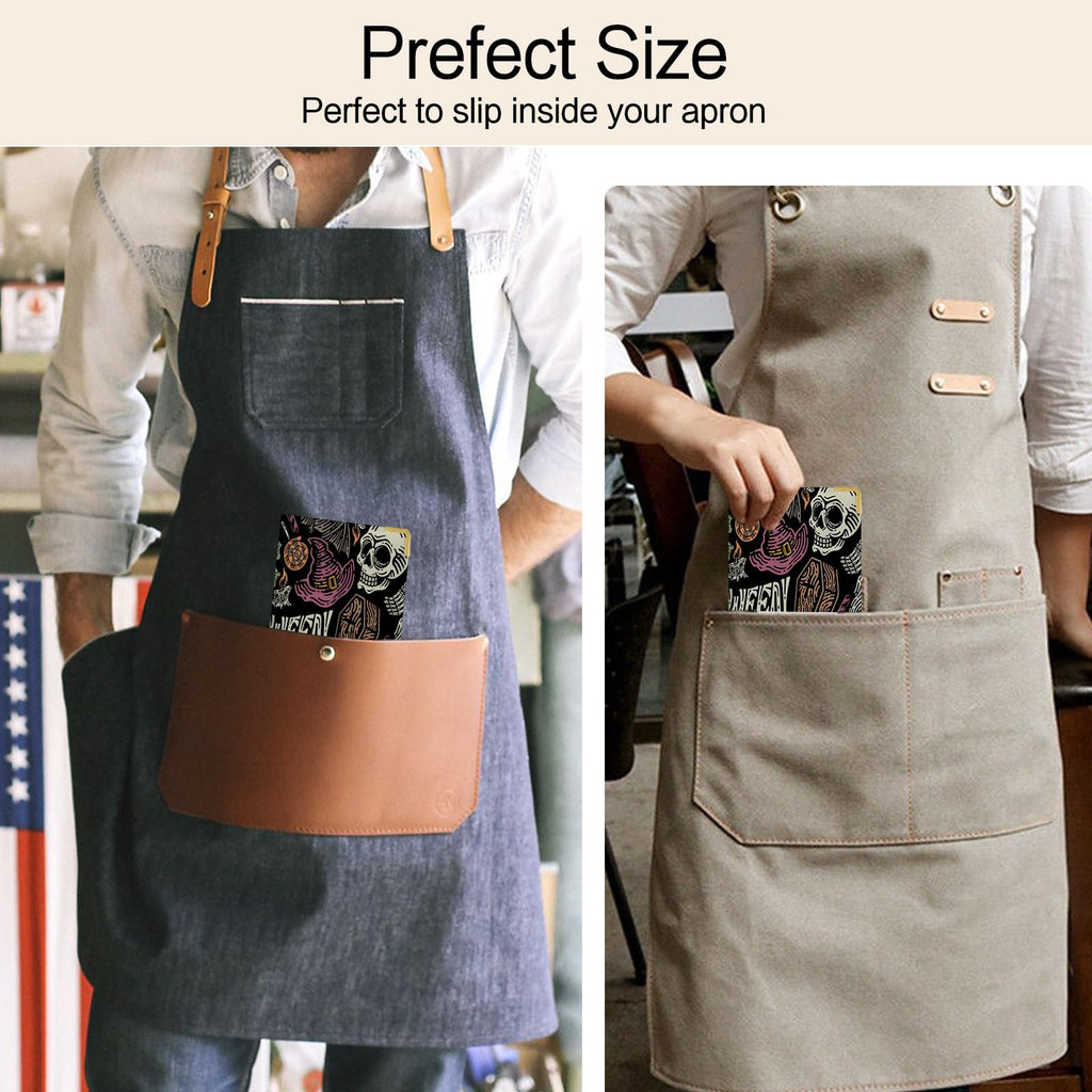 Server Books for Waitress - Halloween Print PU Leather Waiter Book Server Wallet with Zipper Pocket, Skull and Pumpkin Print Waitress Book&Waitstaff Organizer with Money Pocket Fit Server Apron