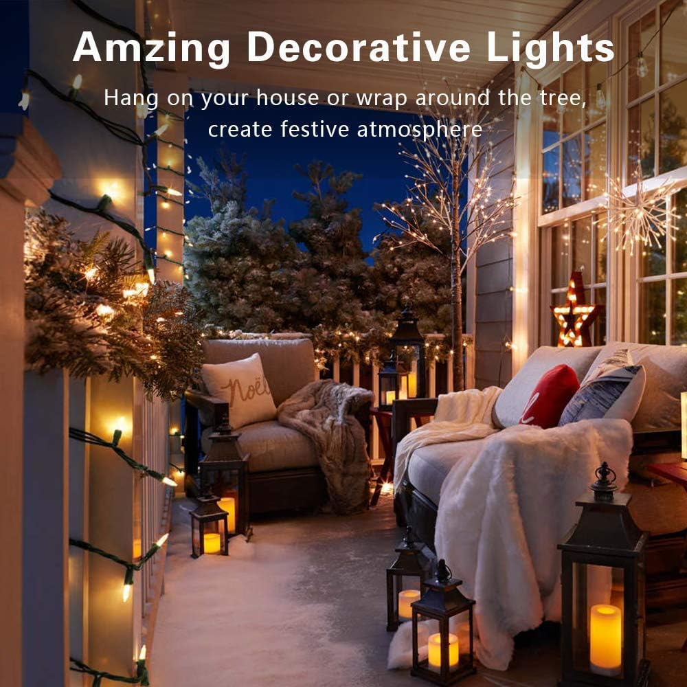 ODEETRONIC Christmas Lights - 21.63ft 100 Count Clear Incandescent Mini Lights | UL Certified Outdoor & Indoor Decor, Warm White