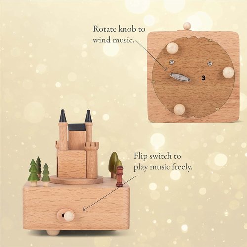 Cottage Garden | Castle Car Woodgrain 6-Inch Beech Wind-Up Musical Figurine - Charming Gift