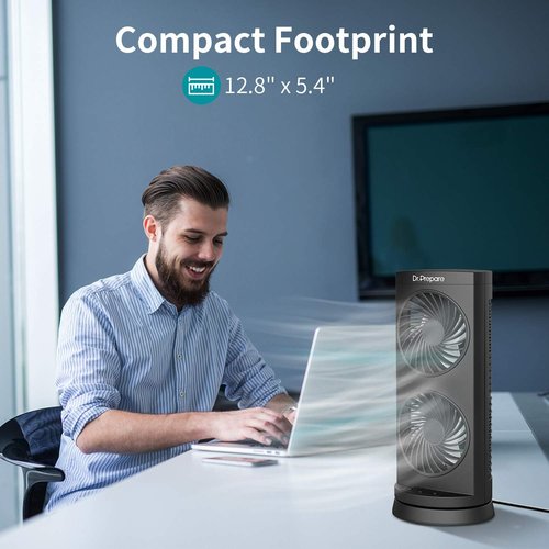 Dr. Prepare Desk Fan - Portable Oscillating Tower Fan with 3-Speed Options | 110° Oscillation, 13 Inch