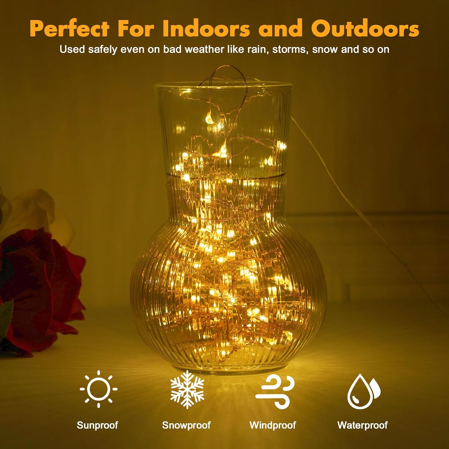Skiennix 33ft Warm White Fairy Lights - 100 LED Waterproof Copper Wire String Lights for Indoor & Outdoor Decor