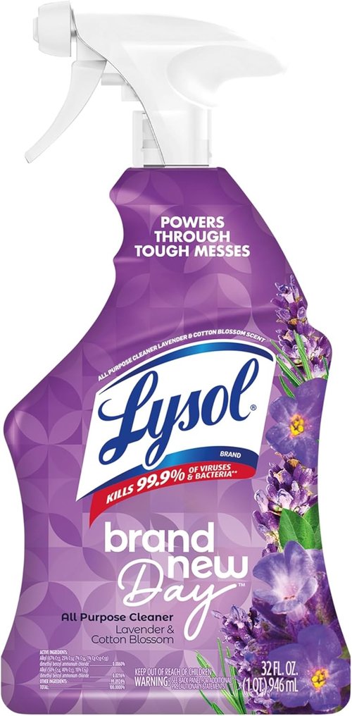 Lysol All-Purpose Cleaner Spray - Disinfecting Multi-Purpose Spray | Lavender & Cotton Blossom, 32 Fl Oz
