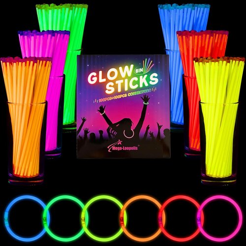 Mega-L Glow Sticks - 1000 Pcs Ultra Bright Glow Necklaces & Bracelets for Neon Parties | Bulk Party Supplies
