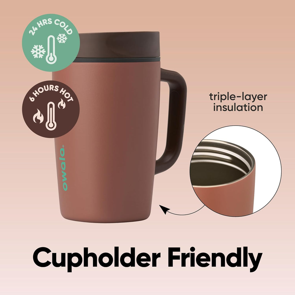 Owala SmoothSip Slider Stainless Steel Travel Mug - 100% Leak Proof, 12oz, BPA Free, Hot & Cold Drinks