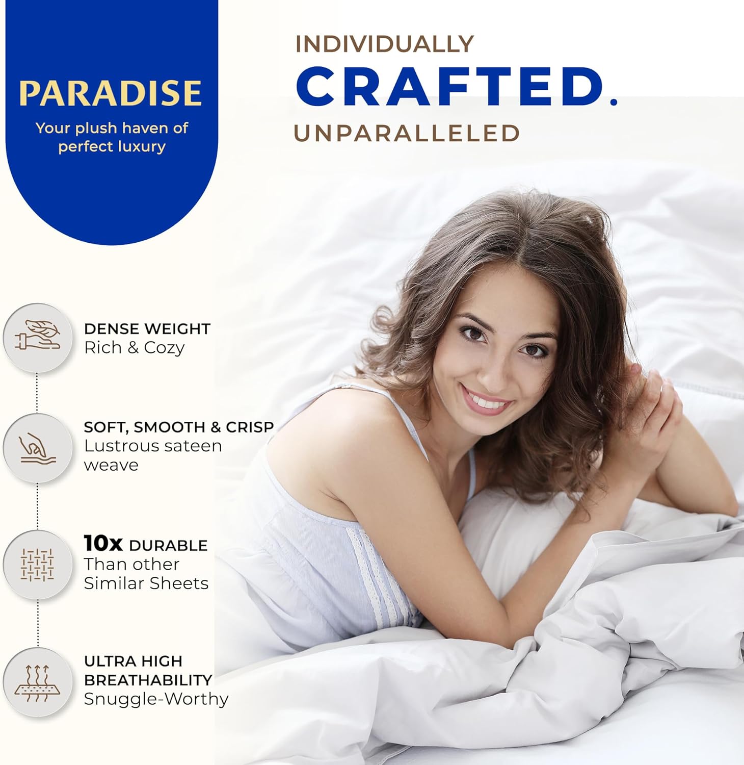 Thread Spread 100% Egyptian Cotton Pillow Cases - Luxury Queen Size Set of 2 | Soft Cooling Sateen (White)