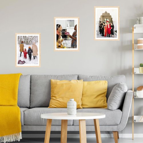 JCJMY 12x16 Picture Frame - Display 11x14 Photos with Mat or 12x16 Without Mat | Natural Wall Hanging Design