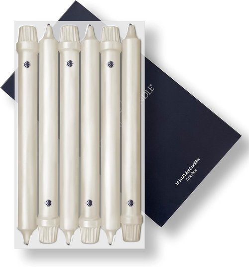 Colonial Candle Unscented Taper Candles - Classic Ivory, 10 in, Pack of 6 | Up to 8 Hours Burn Time