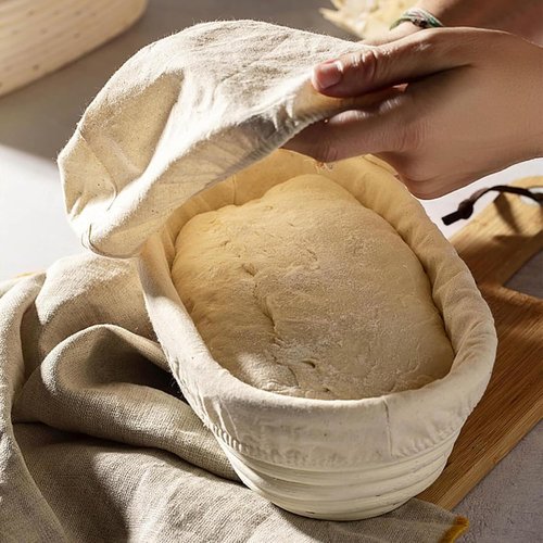 Dimpola Banneton Bread Proofing Basket Set - Handmade Rattan Sourdough Bowls | Oval & Round Design