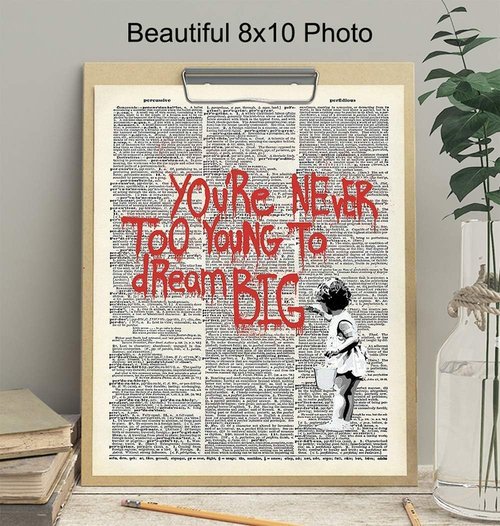 **Banksy Motivational Wall Art - Inspirational Vintage Print for Home Decor | Unique 8x10 Poster Gift**