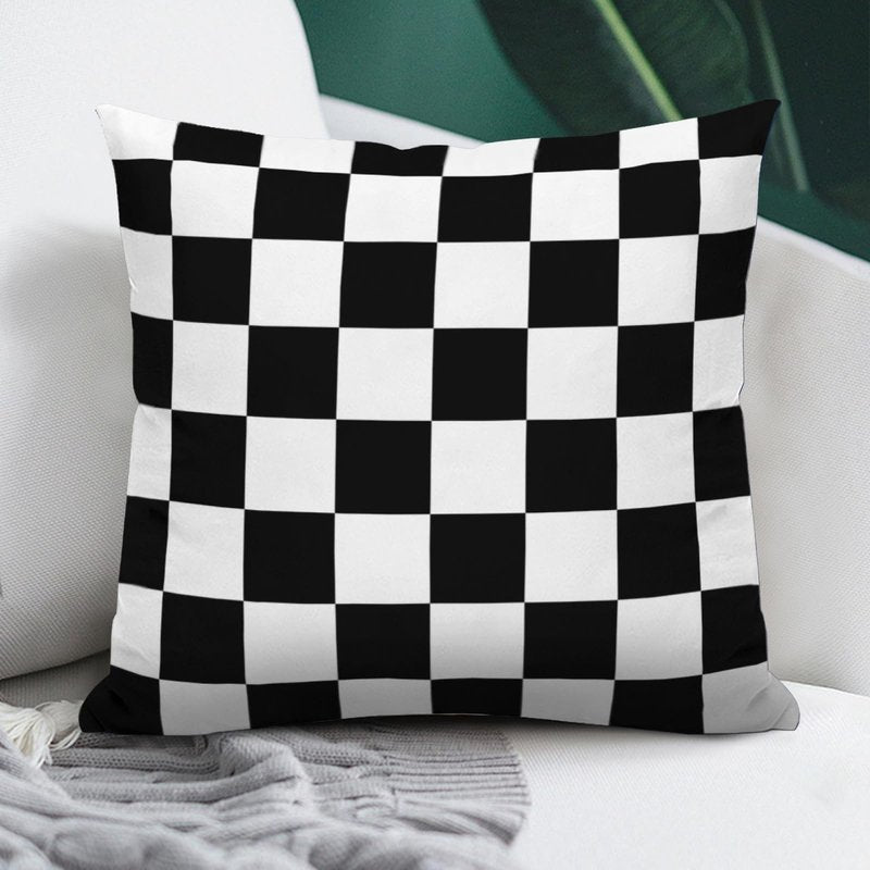 Qwalnely 2 Sets Checkered Decorative Throw Pillow Covers, 20x20 Inch for Living Room Couch Bed Sofa, Black and White Plaid Home Decor, Soft Cushion Case
