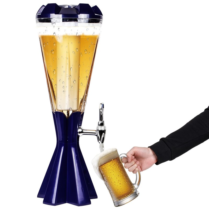 SERdeerCH 3L Beer Tower Drink Dispenser with Ice Tube & LED Light - Ideal for Home, Bar, Party