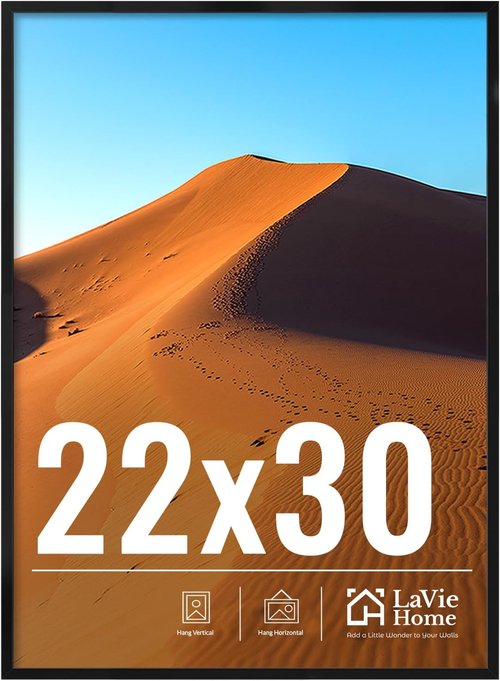 LaVie Home 22x30 Black Picture Frame - HD Plexiglass Wall Display Frame for Vertical or Horizontal Use