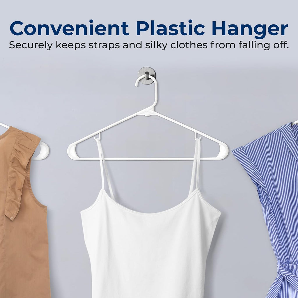 SereneLife Premium Plastic Hangers - Lightweight & Durable Space-Saving Clothes Organizers | 20 Pack (White)