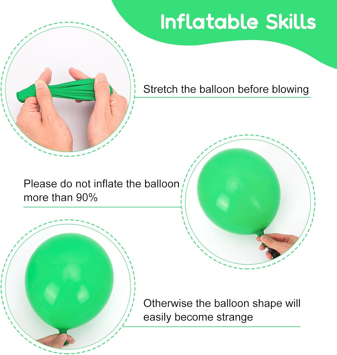RUBFAC Green Balloons Garland Arch Kit - 138pcs Latex Balloons in Various Sizes for Birthday, Graduation, Baby Shower & Wedding Decor
