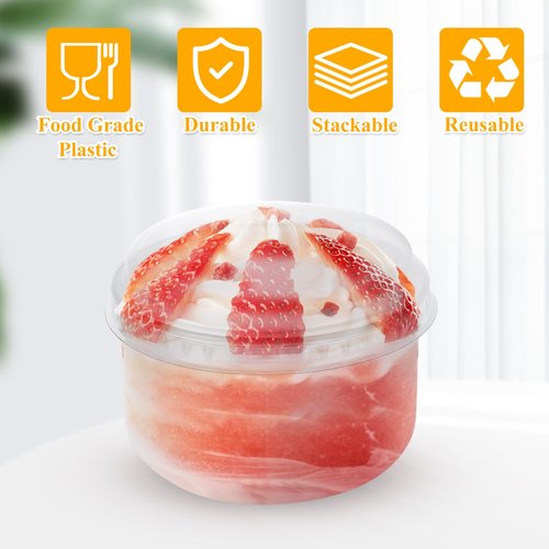 LDHHYH 100 Pack 4oz Clear Plastic Cups with Dome Lids, Mini Disposable Parfait Cups, Disposable Party Dessert Cups for Cold Drinks, Ice Cream, Cupcake, Fruit