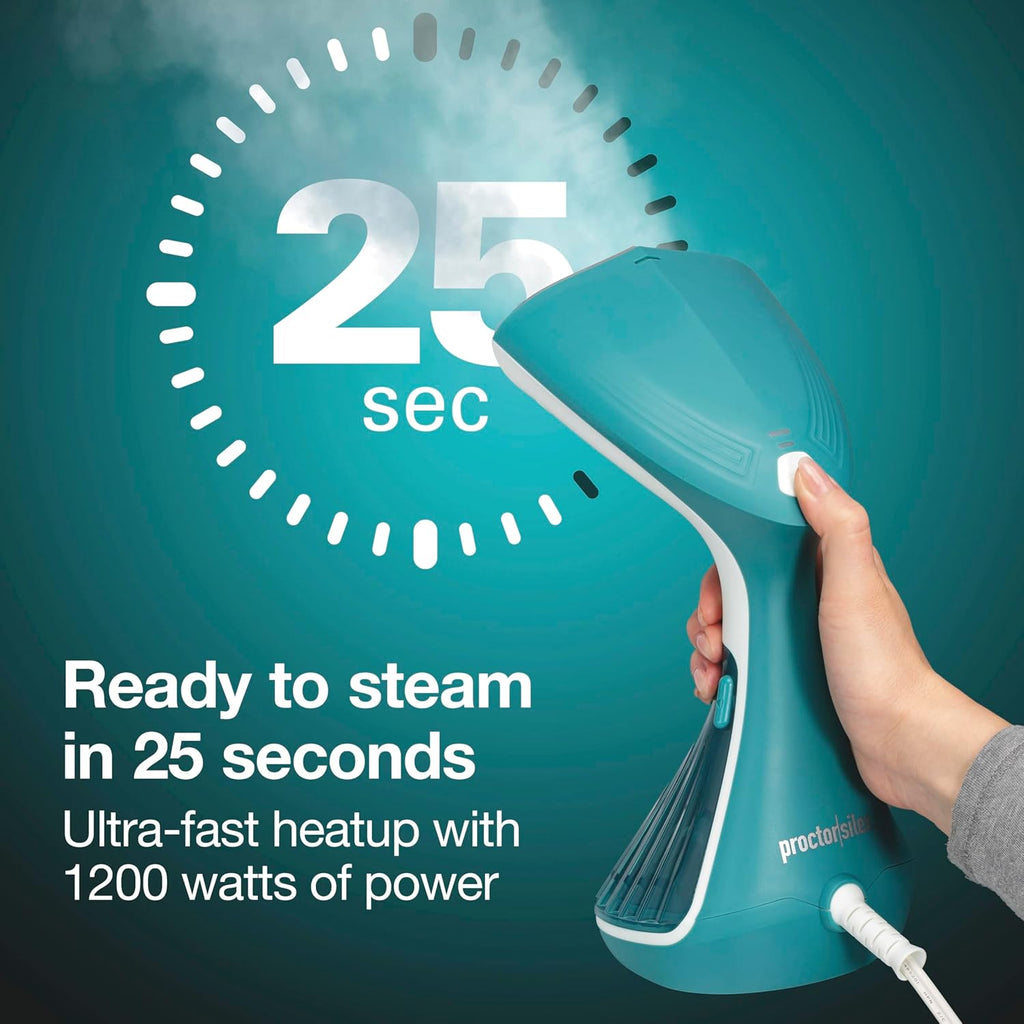 Proctor Silex Handheld Garment Steamer - Portable 1200W, 15 Min Continuous Use, 300ml Tank, Blue