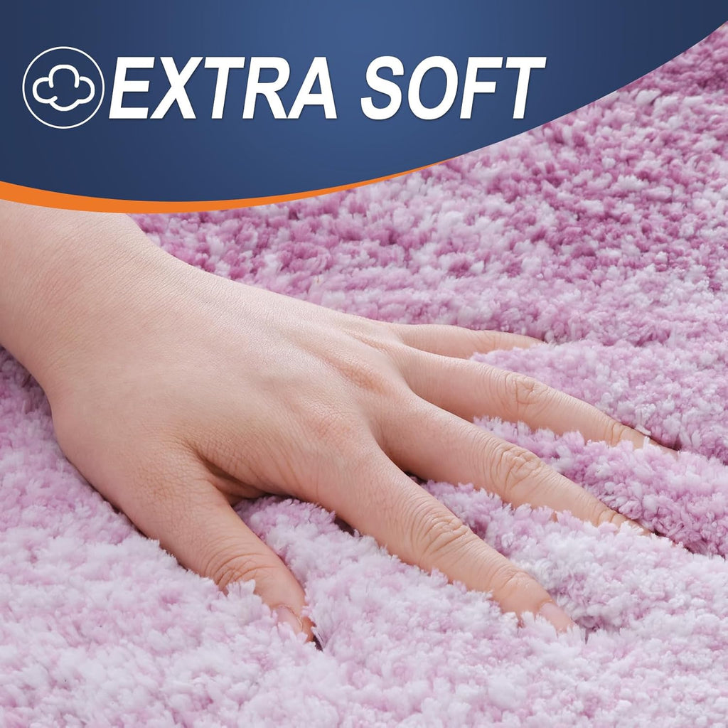 OLANLY Bathroom Runner Rugs - Extra Soft Microfiber Bath Mats | 47x20, Quick Dry, Washable, Pinkish-Purple