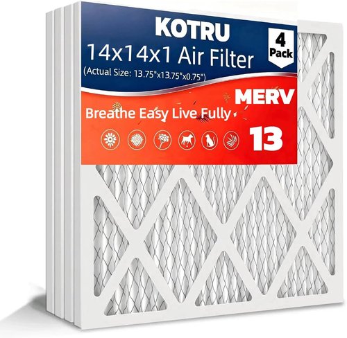 MERV 13 14x14x1 Air Filter by [Brand Name] - 4-Pack Electrostatic Pleated HVAC Filters | Captures Dust, Pollen & Pet Dander