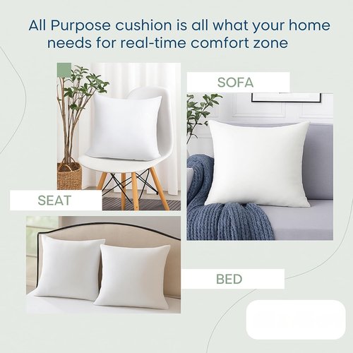 LANE LINEN Throw Pillow Inserts - Pack of 2 White, Down Alternative for Decorative Covers | 18 x 18 Inches