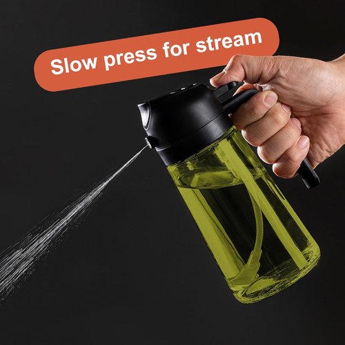 CXINYI - 16oz Olive Oil Dispenser | 2-in-1 Sprayer for Cooking & Salad - Light-Proof Black & Green