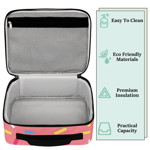 Ice Cream Kids Lunch Box for Girls Boys Toddler Insulated Lunch Bags, Cherry Flavor Dessert Mini Cooler Back to School Lunch Tote Bag Portable Thermal Meal Tote Kit Soft Bag