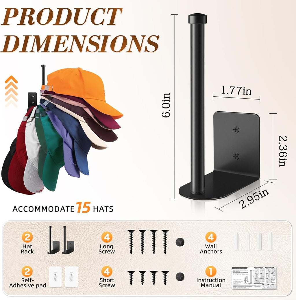 Stylisht RV Accessories Hat Organizer | 2-Pack Hat Rack for RV Essentials & Home Organization