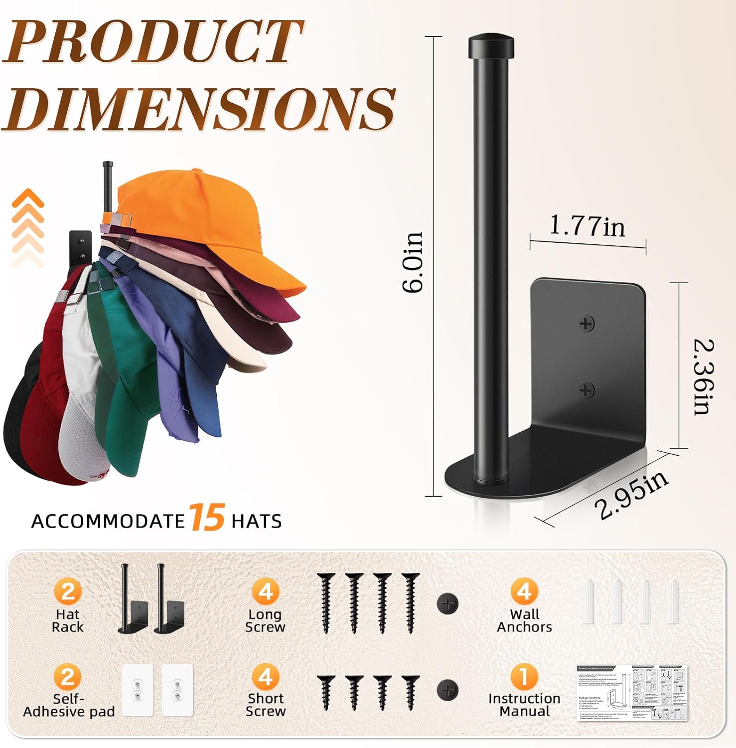 Stylisht RV Accessories Hat Organizer | 2-Pack Hat Rack for RV Essentials & Home Organization
