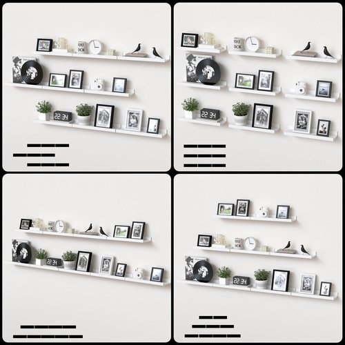 DOLLFIO Floating Shelves Set of 9, White Wall Shelves with Lip, Display Shelves for Wall Decor, Modern Picture Ledge for Living Room, Bedroom, Nursery, Bathroom, Pictures, Books, Plants- White