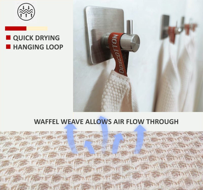 ANEWAY Kitchen Hand Towels 100% Cotton Waffle Weave Dish Towel for Cleaning Drying - Extra Absorbent and Soft - 13 x 28 inch (Beige+Dark Grey+Brown-6 Pack)