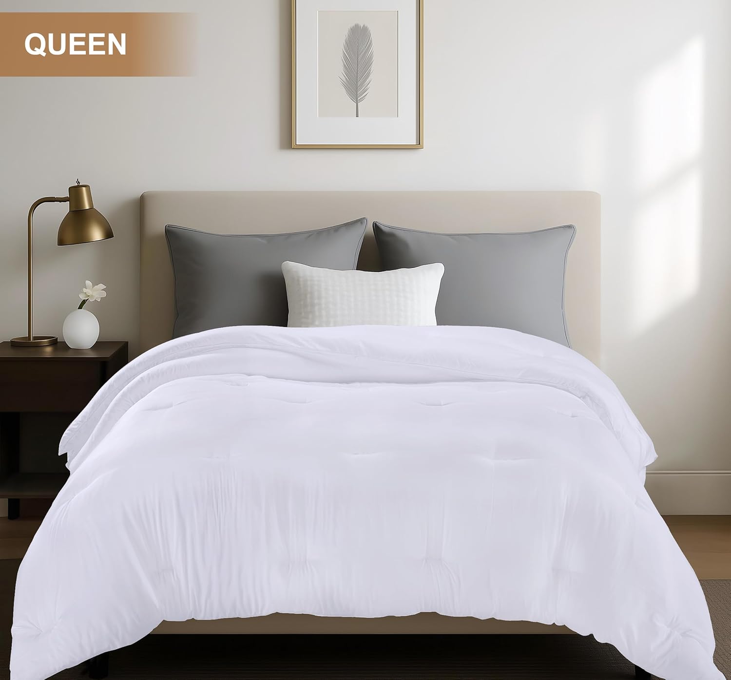 Utopia Bedding Queen Comforter - All Season Down Alternative Duvet Insert, Machine Washable | 88 x 88 Inches, White