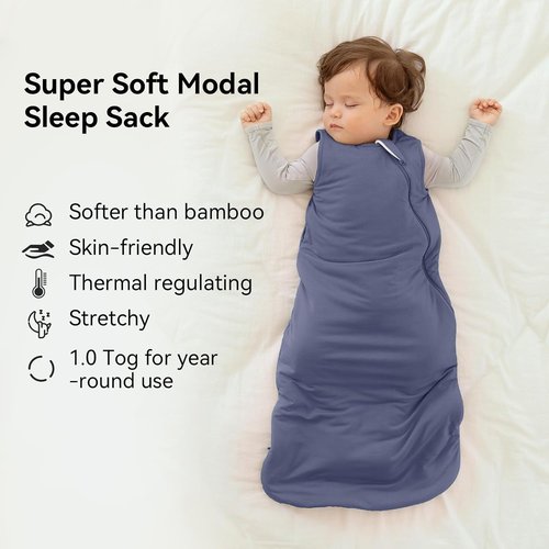 BubblePanda Modal Sleep Sack - Super Soft 0.5 Tog Lightweight Toddler Blanket | 6-12 Months