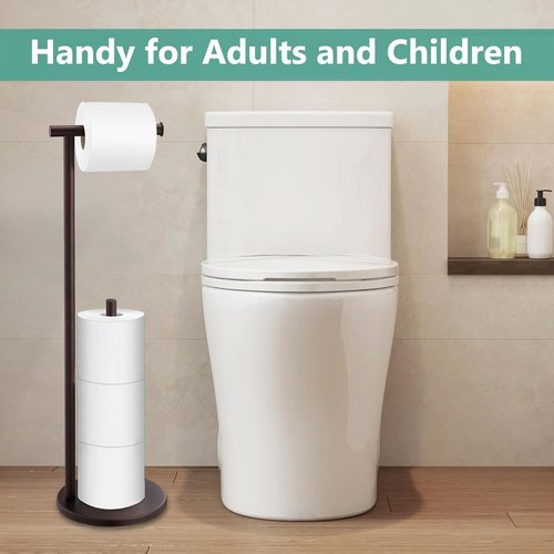 Housen Solutions Free Standing Toilet Paper Holder - Oil Rubbed Bronze Design for Jumbo Rolls