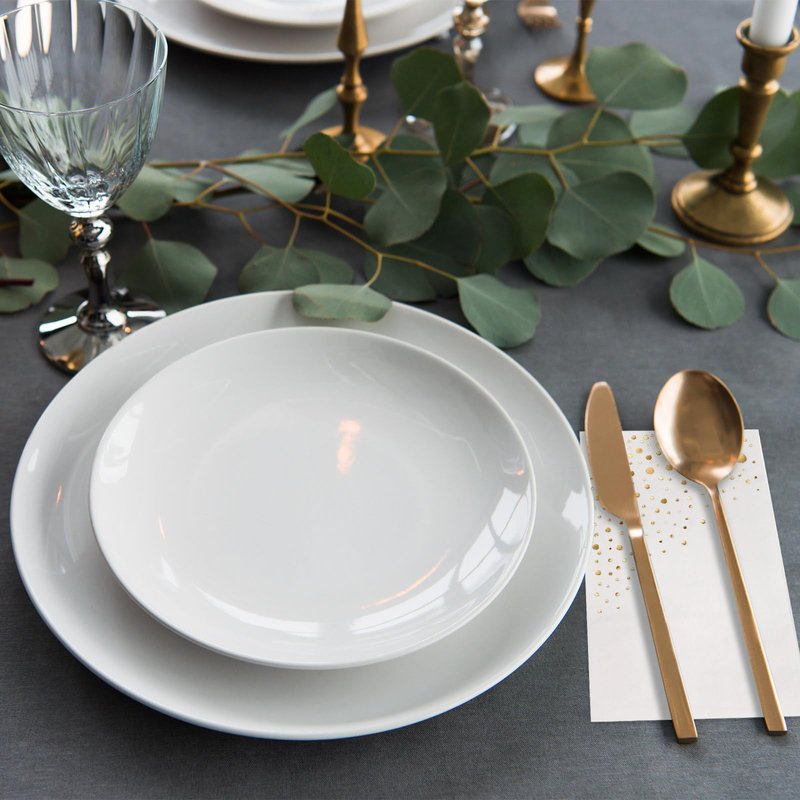 Stylish White and Gold Napkins for Party, 100 Linen Feel Disposable Dinner Napkins, 8.5x4.25" Gold Hand Towels for Bathroom, Cloth Like Linen Feel Guest Towels for Wedding, Reception or Event