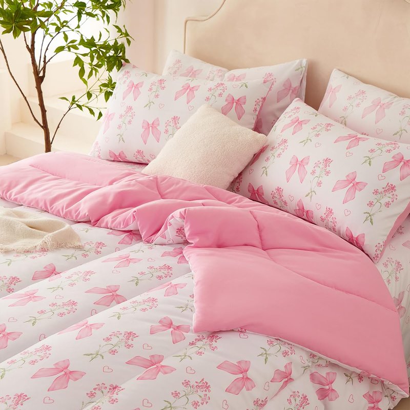 CCoutueChen Blue Floral Comforter Set Queen Girls Tie Dye Botanical Flower Bedding Set Modern Aesthetic Comforters Soft Down Alternative Comforter Sets for All Season