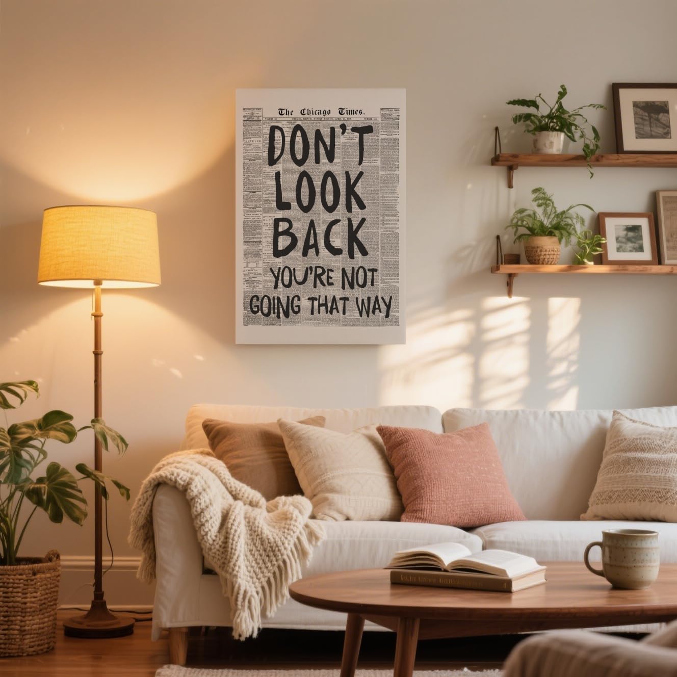 Vintage Newspaper Wall Art - Motivational Quote Poster | Black and White Inspirational Canvas Print 8x12" Unframed