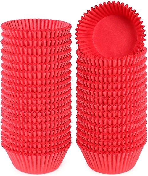 Caperci Red Cupcake Muffin Liners - 500-Count Food Grade, Grease-Proof & No Smell Baking Cups