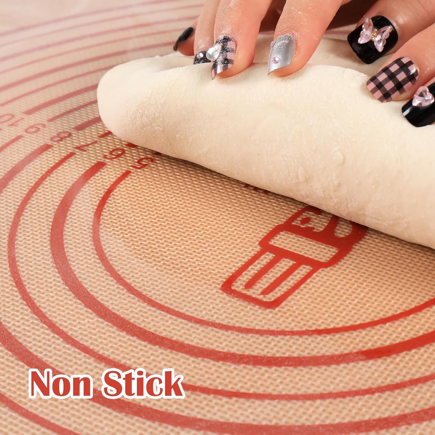 Skiennix Extra Thick Silicone Pastry Mat - Large Non-Stick Baking Surface with Measurements | 16"x24", Red
